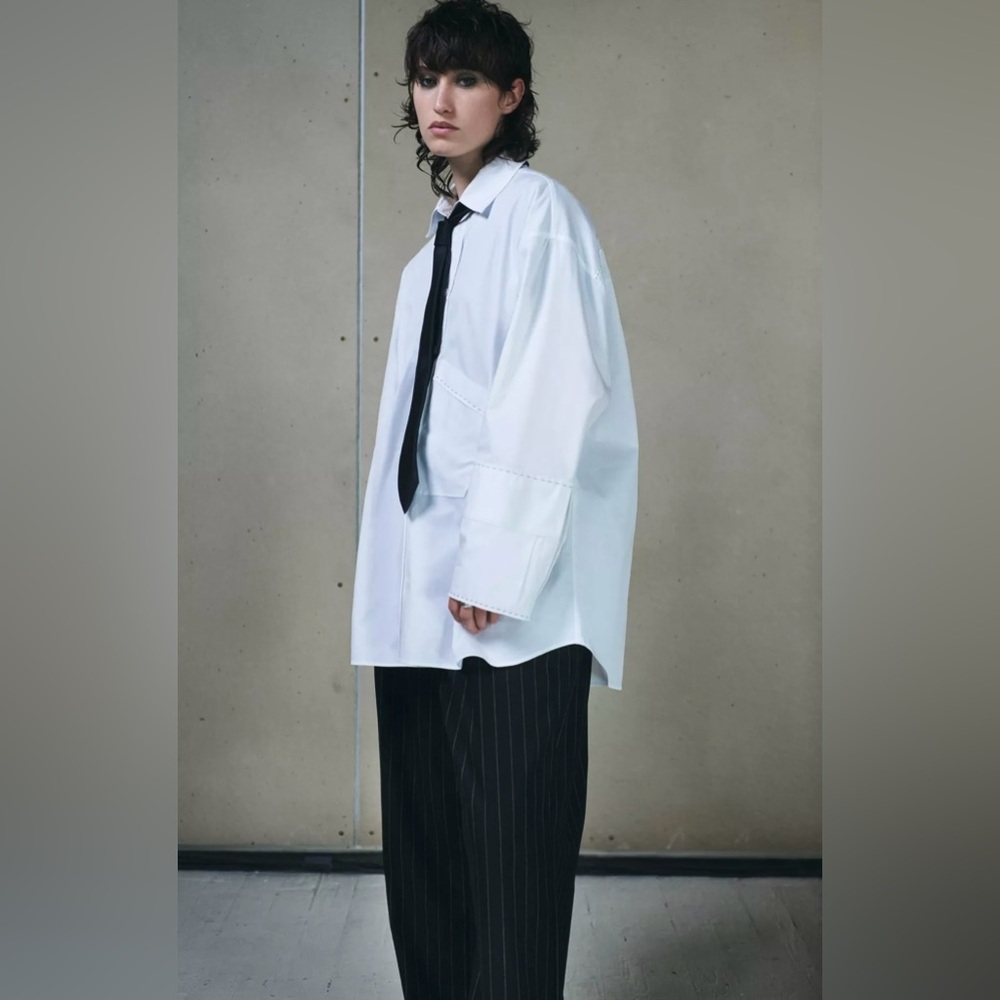 Zara Oversized White Button-Up Shirt